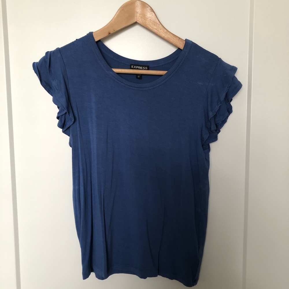 Blue Ruffle Express Blouse